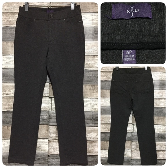 NYDJ Knit Stretch Pants Women’s 6P Gray (Inseam 26.5) Ponte Knit Rayon Blend - Picture 1 of 9